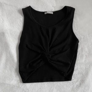 Black Crop Top (Twist Front)